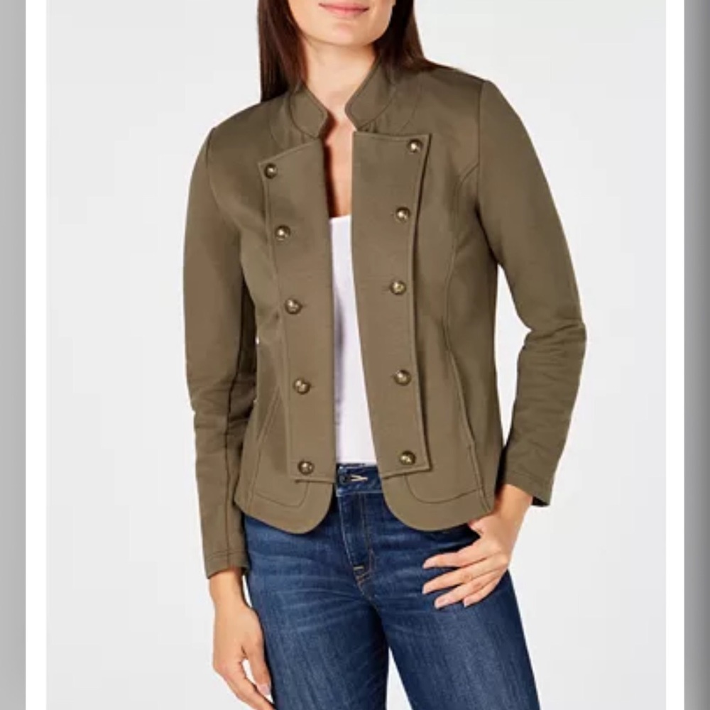Tommy Hilfiger military band jacket Sz L Olive